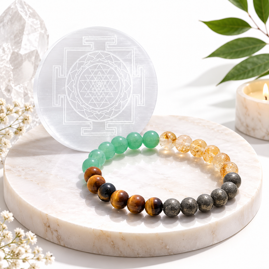 Money Magnet Bracelet & selenite plate combo