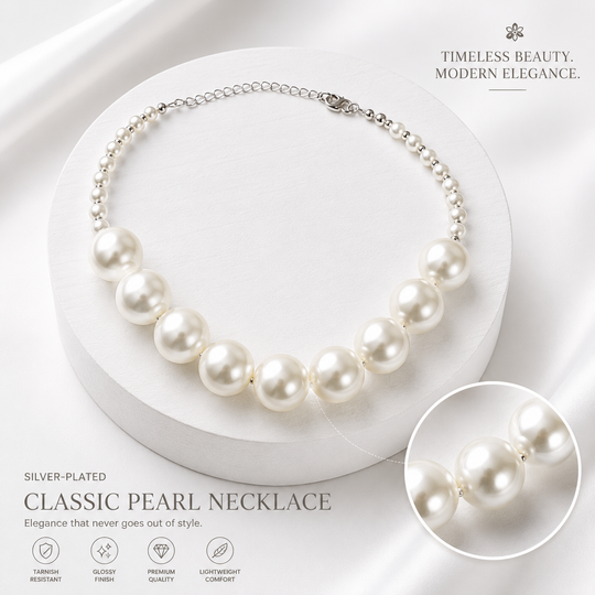Silver-Plated Classic Pearl Necklace