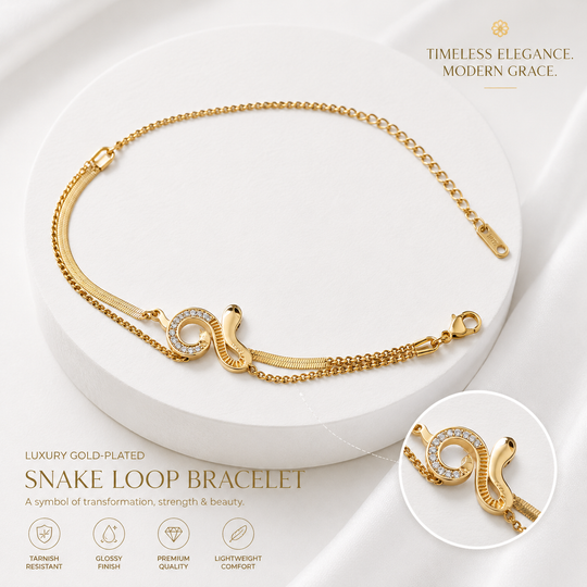 Luxury Gold-Plated Snake Loop Bracelet – A Symbol of Elegance & Strength