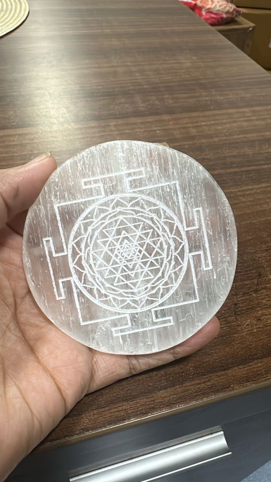 Shree Yantra Selenite Plate